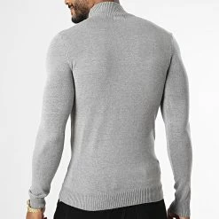 Meilleur prix 🎉 Pull Col Montant ZW013 Gris Chiné de John H ✨ -John H Soldes john h 336974 ZW013 GREY 20220916T160419 04