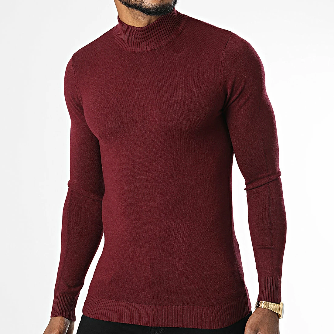 Vente flash 😀 Pull Col Montant ZW013 Bordeaux de John H 🌟 3 Vente flash 😀 Pull Col Montant ZW013 Bordeaux de John H 🌟