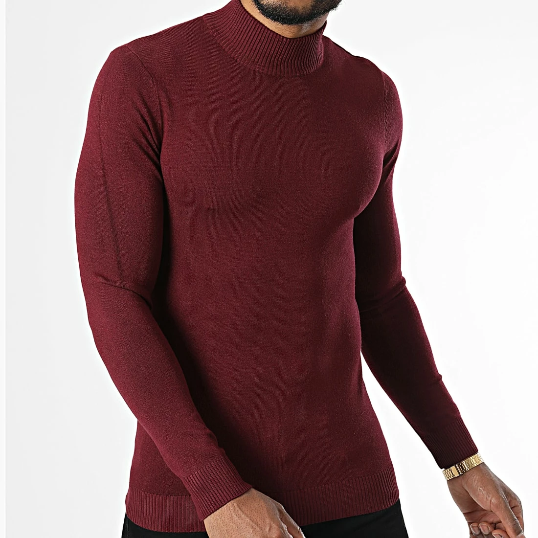 Vente flash 😀 Pull Col Montant ZW013 Bordeaux de John H 🌟 5 Vente flash 😀 Pull Col Montant ZW013 Bordeaux de John H 🌟 – Image 3