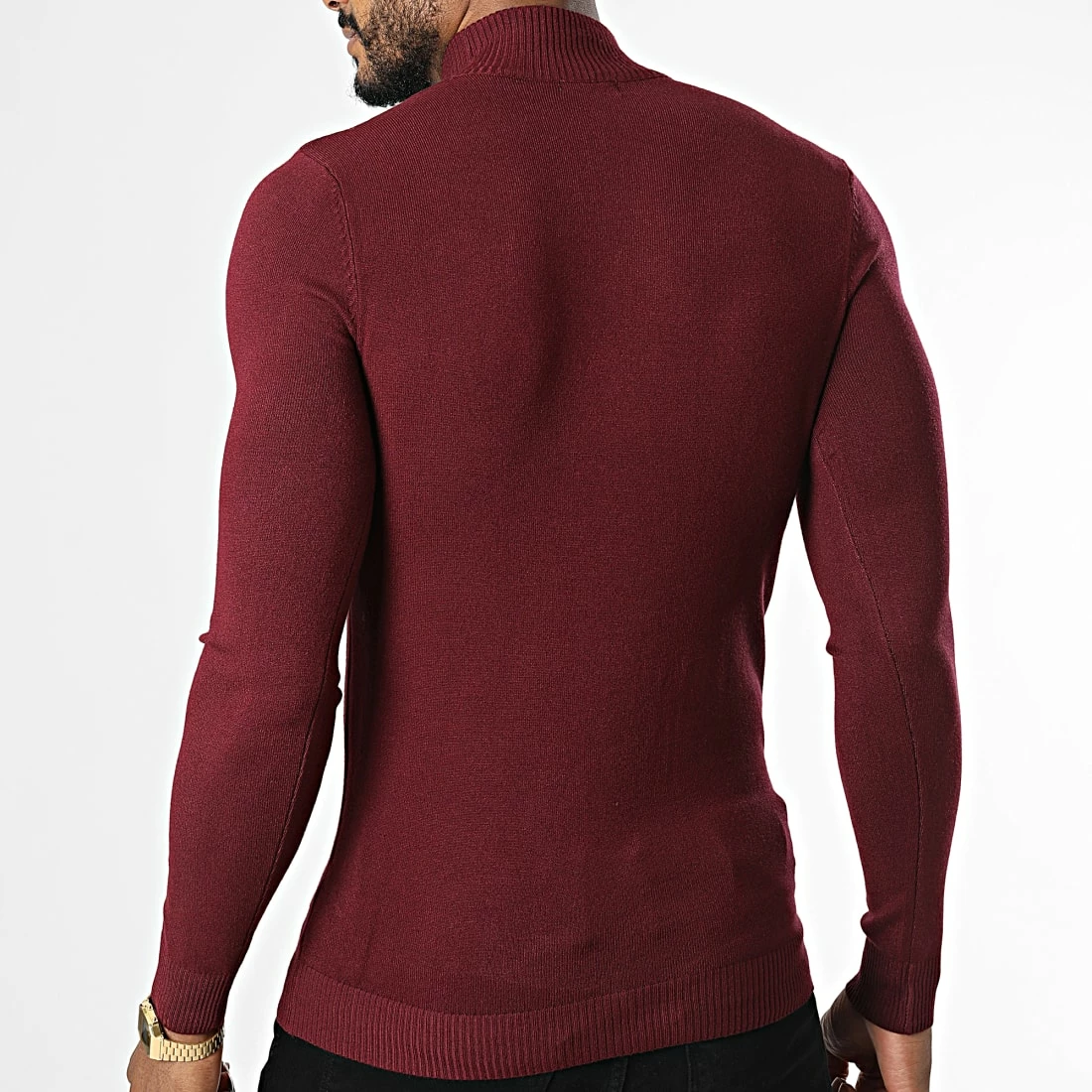 Vente flash 😀 Pull Col Montant ZW013 Bordeaux de John H 🌟 6 Vente flash 😀 Pull Col Montant ZW013 Bordeaux de John H 🌟 – Image 4
