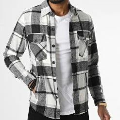 Offres 😀 Surchemise A Carreaux S2226 Noir Blanc de John H 😀 -John H Soldes john h 336983 S2226 BLACK 20220916T160216 03