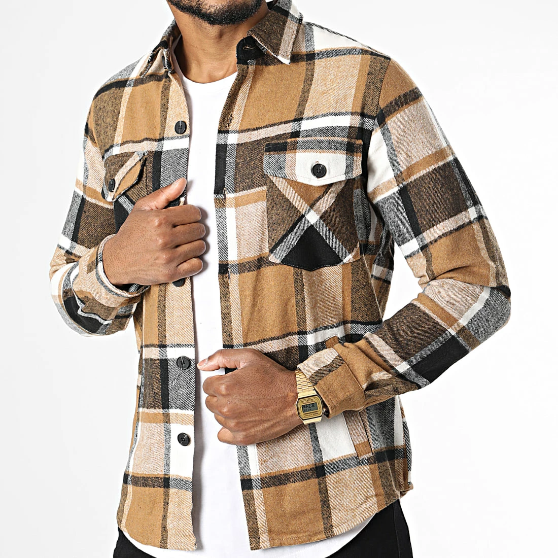 Top 10 💯 Surchemise A Carreaux S2226 Camel Blanc de John H 🤩 3 Top 10 💯 Surchemise A Carreaux S2226 Camel Blanc de John H 🤩