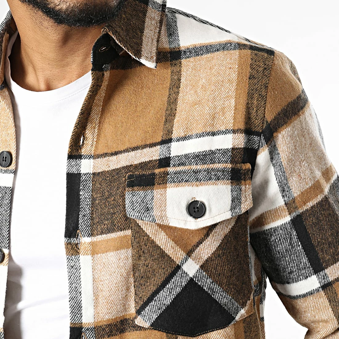 Top 10 💯 Surchemise A Carreaux S2226 Camel Blanc de John H 🤩 4 Top 10 💯 Surchemise A Carreaux S2226 Camel Blanc de John H 🤩 – Image 2
