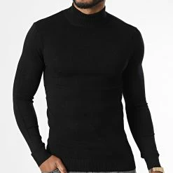 Top 10 🔥 Pull Col Montant ZW013 Noir de John H ✨ -John H Soldes john h 337020 ZW013 BLACK 20220916T154557 03