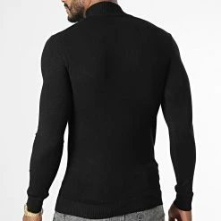 Top 10 🔥 Pull Col Montant ZW013 Noir de John H ✨ -John H Soldes john h 337020 ZW013 BLACK 20220916T154559 04