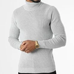 Promo 🔔 Pull Col Roulé ZW008 Gris Clair de John H ❤️ -John H Soldes john h 337053 ZW008 WHITE GREY 20220916T160512 03