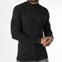 Budget 😀 Pull Col Montant ZW021 Noir de John H 😍 -John H Soldes john h 337054 ZW021 BLACK 20220916T154647 03