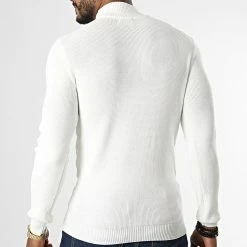 Coupon ⌛ Pull Col Montant ZW021 Beige Clair de John H 🎉 -John H Soldes john h 337056 ZW021 WHITE 20220916T155203 04