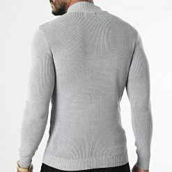 Vente flash 🛒 Pull Col Montant ZW021 Gris Chiné de John H 😀 -John H Soldes john h 337058 ZW021 GREY 20220916T160456 04
