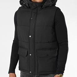 Remise ❤️ Doudoune Capuche Sans Manches M2207 Noir de John H 🔥