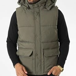 Meilleure affaire 🎉 Doudoune Capuche Sans Manches M2207 Vert Kaki de John H 🤩