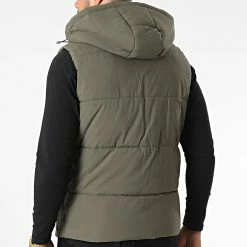 Meilleure affaire 🎉 Doudoune Capuche Sans Manches M2207 Vert Kaki de John H 🤩 -John H Soldes john h 340836 M2207 GREEN 20221103T115937 04