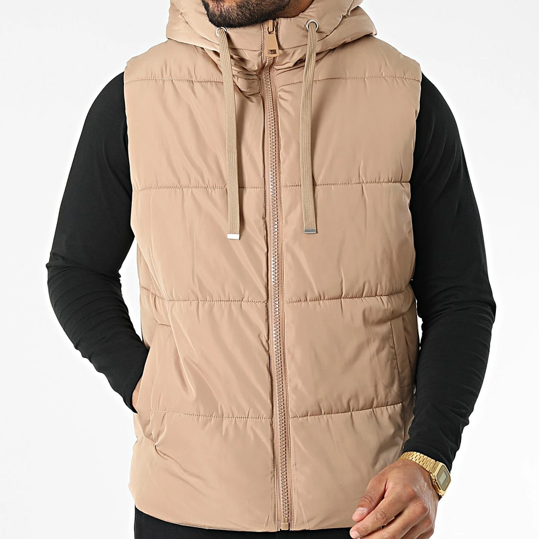 De gros ✨ Doudoune Capuche Sans Manches M2208 Beige de John H ⭐ 3 De gros ✨ Doudoune Capuche Sans Manches M2208 Beige de John H ⭐