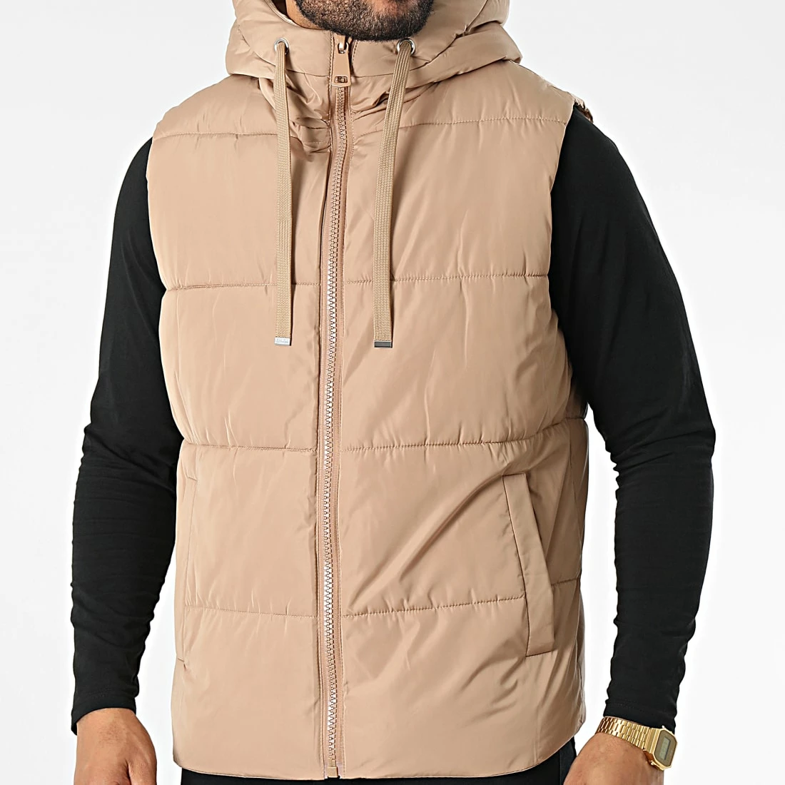 De gros ✨ Doudoune Capuche Sans Manches M2208 Beige de John H ⭐ 5 De gros ✨ Doudoune Capuche Sans Manches M2208 Beige de John H ⭐ – Image 3