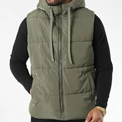 De gros 😍 Doudoune Capuche Sans Manches M2208 Vert Kaki de John H 🎁