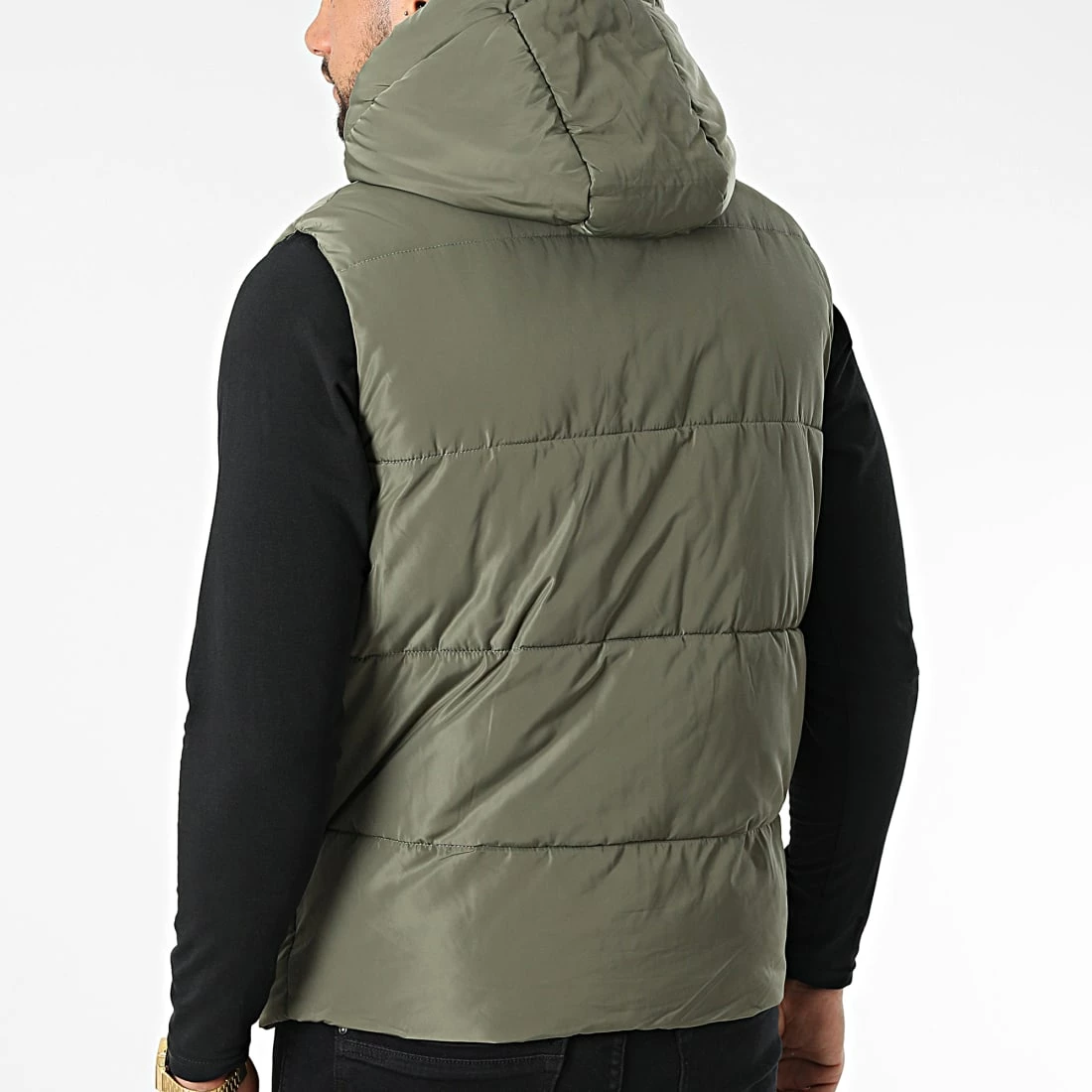 De gros 😍 Doudoune Capuche Sans Manches M2208 Vert Kaki de John H 🎁 6 De gros 😍 Doudoune Capuche Sans Manches M2208 Vert Kaki de John H 🎁 – Image 4