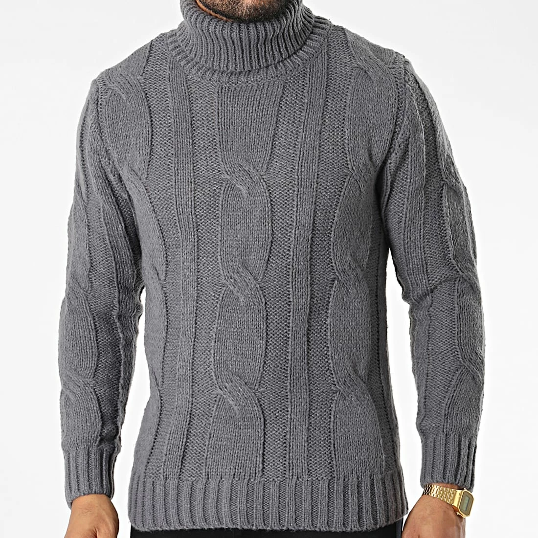 Meilleure vente ✔️ Pull Col Roulé ZW020 Gris Anthracite de John H 🛒 5 Meilleure vente ✔️ Pull Col Roulé ZW020 Gris Anthracite de John H 🛒 – Image 3