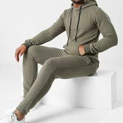 Meilleure affaire ✔️ Ensemble Sweat Capuche Oversize Et Pantalon Jogging AB815 Vert Kaki de John H 😉