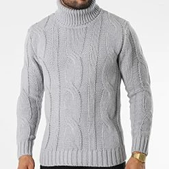 Sortie 🥰 Pull Col Roulé ZW020 Gris de John H 👍