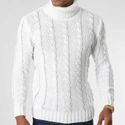 Acheter 🥰 Pull Col Roulé ZW019 Blanc de John H 🔥