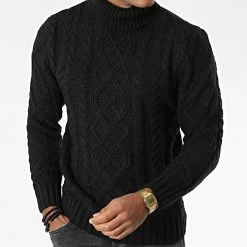 Budget ❤️ Pull Col roulé ZW029 Noir de John H 🌟