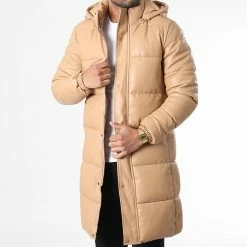 Sortie 😍 Doudoune Capuche Longue Enduit M2115 Camel de John H 🛒