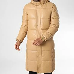 Offres 💯 Doudoune Capuche Longue Enduit M22016 Camel de John H 😍