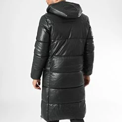 Nouveau ⭐ Doudoune Capuche Longue Enduit M22016 Noir de John H ❤️ -John H Soldes john h 342793 M2206 BLACK 20221013T152344 04