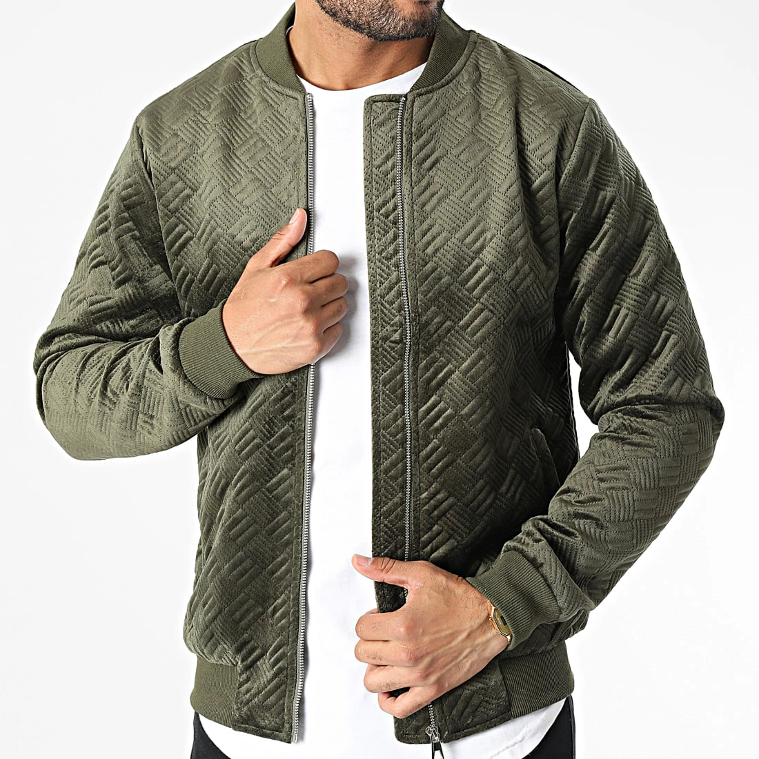 Offres 😀 Veste Zippée 7101 Vert Kaki de John H 😀 5 Offres 😀 Veste Zippée 7101 Vert Kaki de John H 😀 – Image 3