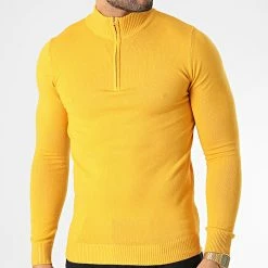 Top 10 🧨 Pull Col Zippé ZW026 Jaune de John H ✔️