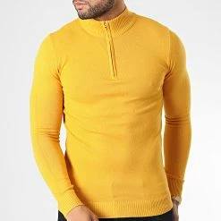 Top 10 🧨 Pull Col Zippé ZW026 Jaune de John H ✔️ -John H Soldes john h 346073 ZW026 YELLOW 20221031T135713 03