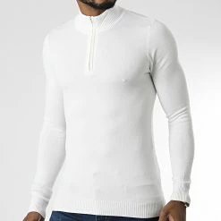 Tout neuf 💯 Pull Col Zippé ZW026 Beige Clair de John H ⭐