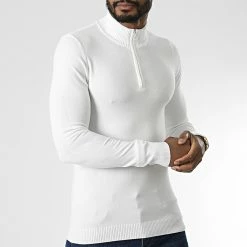 Tout neuf 💯 Pull Col Zippé ZW026 Beige Clair de John H ⭐ -John H Soldes john h 346095 ZW026 WHITE 20221031T145027 03