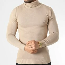 Remise 🔥 Pull Col Roulé SW051 Camel Clair de John H 🎉