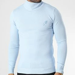 Sortie ✔️ Pull Col Roulé SW051 Bleu Clair de John H 😀