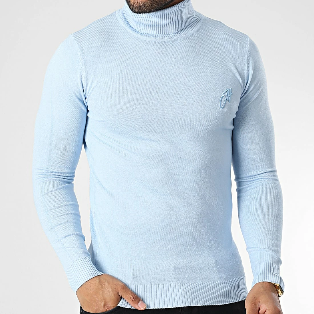 Sortie ✔️ Pull Col Roulé SW051 Bleu Clair de John H 😀 5 Sortie ✔️ Pull Col Roulé SW051 Bleu Clair de John H 😀 – Image 3