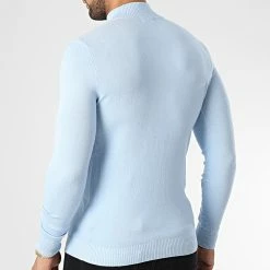 Coupon 🛒 Pull Col Zippé ZW026 Bleu Clair de John H ⭐ -John H Soldes john h 346104 ZW026 LTBLUE 20221031T141105 04