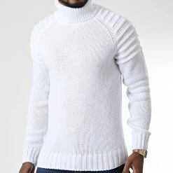 Bon marché 😍 Pull Col roulé ZW027 Blanc de John H ✔️
