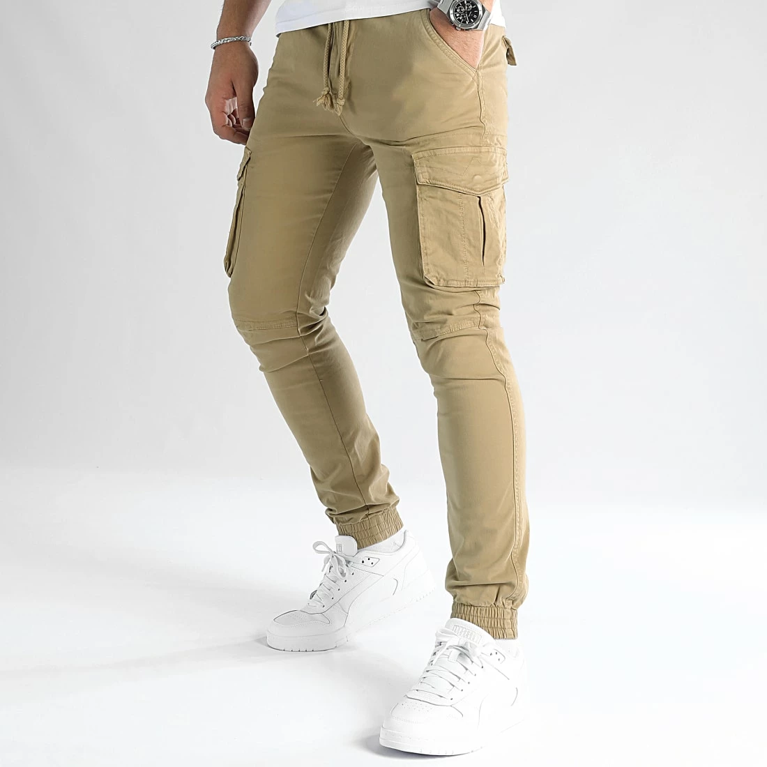 Meilleur prix 🔔 Pantalon Cargo XQ05 Beige Sable de John H 🥰 5 Meilleur prix 🔔 Pantalon Cargo XQ05 Beige Sable de John H 🥰 – Image 3