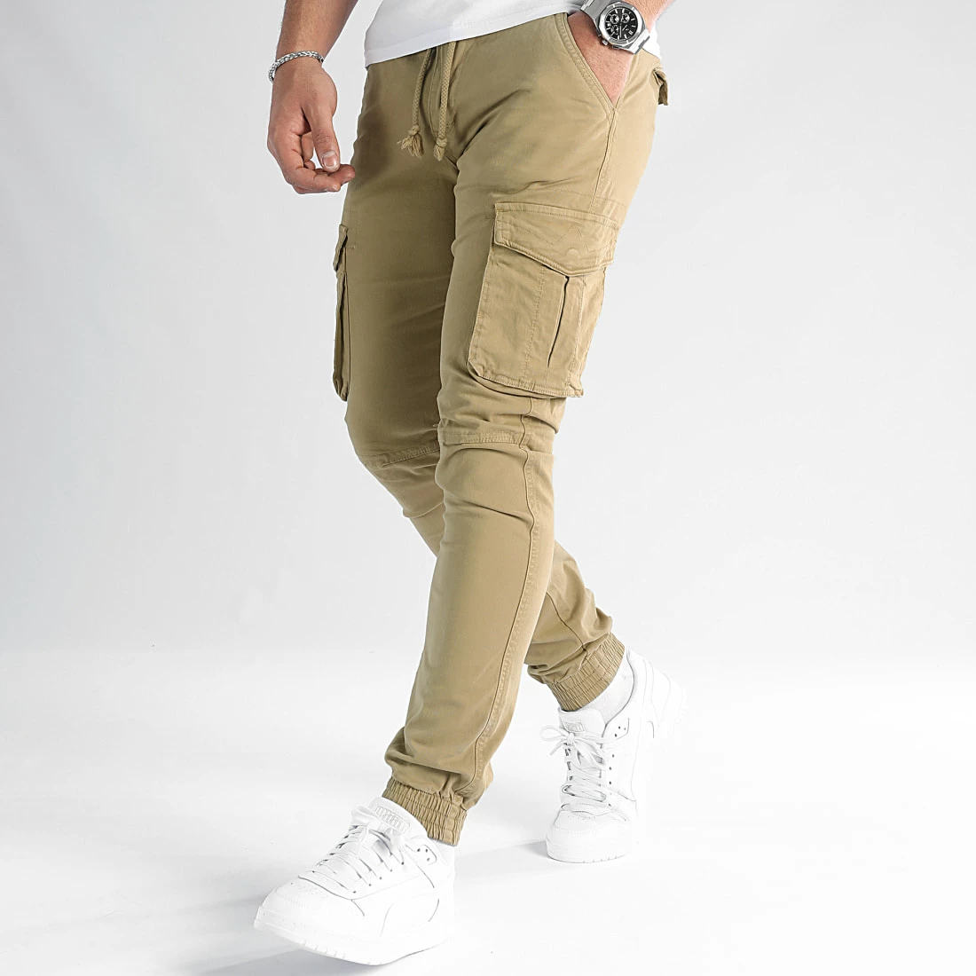 Meilleur prix 🔔 Pantalon Cargo XQ05 Beige Sable de John H 🥰 7 Meilleur prix 🔔 Pantalon Cargo XQ05 Beige Sable de John H 🥰 – Image 5
