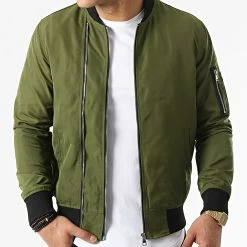 Meilleur prix 👏 Bomber Super Slim Fit G7515 Vert Kaki de John H 🛒 -John H Soldes john h 67484 FAB G7515 GREEN 20210402T075131 03