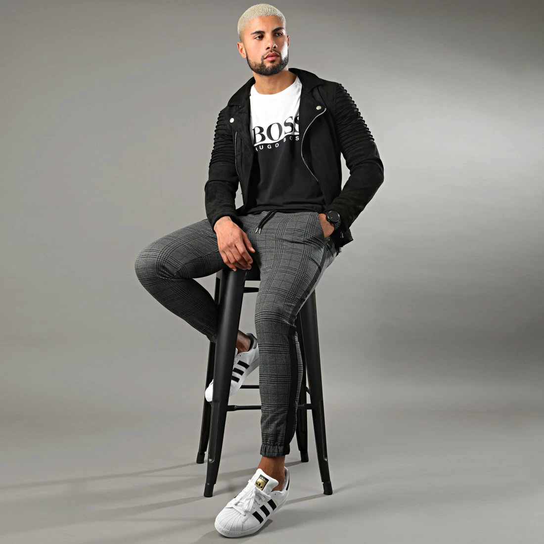 Le moins cher 🌟 Veste Biker Slim Fit Suédine G7652 Noir de John H ⌛ 7 Le moins cher 🌟 Veste Biker Slim Fit Suédine G7652 Noir de John H ⌛ – Image 6